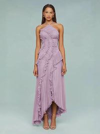 Nicole | Women's Embroided Halterneck Maxi Dress