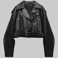 Marya | Women's Cropped Leather Biker Jacket