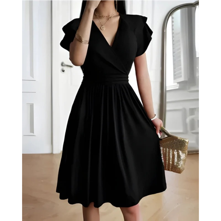 Maeve | Women's  Evening V-neck Cocktail Dress with Puffed Sleeves