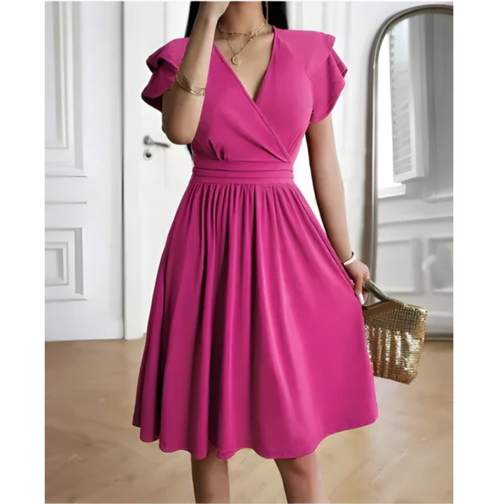 Maeve | Women's  Evening V-neck Cocktail Dress with Puffed Sleeves