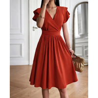 Maeve | Women's  Evening V-neck Cocktail Dress with Puffed Sleeves