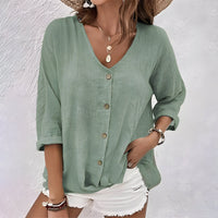 Elena | Women's V-Neck Buttoned Casual Blouse