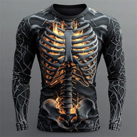 Men's Flame Skeleton Halloween Long Sleeve Shirt