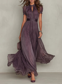 Aria | Women's Lace Trim Short Sleeve Maxi Dress